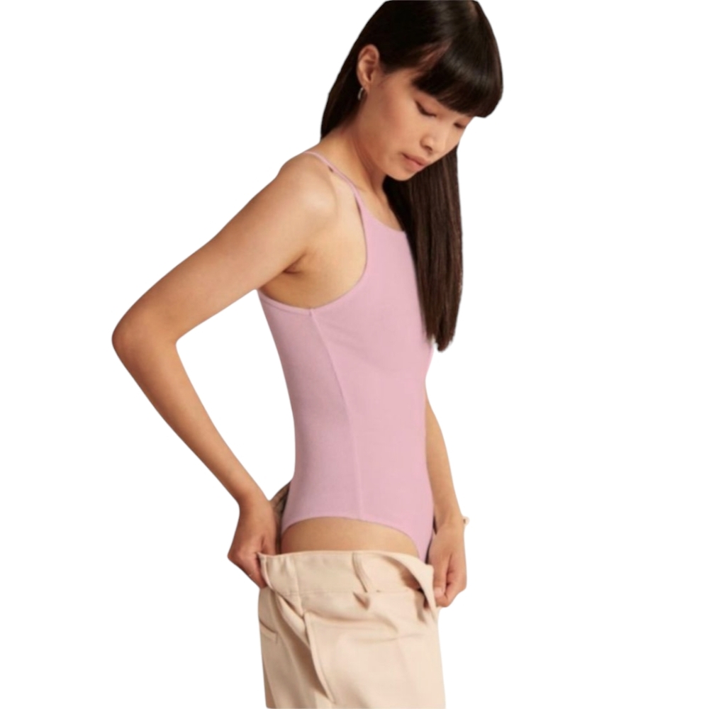 Abercrombie Mauve Ribbed Sleeveless Bodysuit SoftAF Women's Sz M